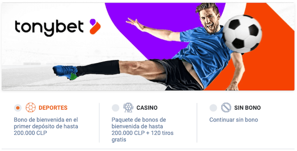 Bono de Bienvenida Tonybet para Deportes hasta $200.000 CLP