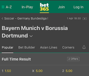 Bayern Múnich vs Borussia Dortmund Pronostico - Bundesliga 01.04.2023 con cuotas Bet365