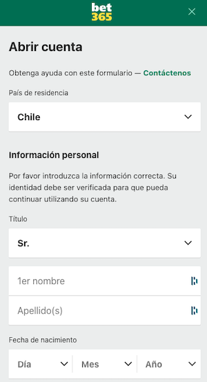 Bet365 Chile App - Abrir Cuenta