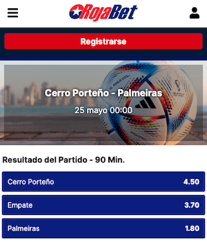 Cerro Porteño vs Palmeiras Pronóstico - Cuotas Rojabet