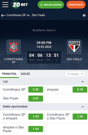 Corinthians vs Sao Paulo Pronostico - 14-05-2023 - Cuotas 20Bet
