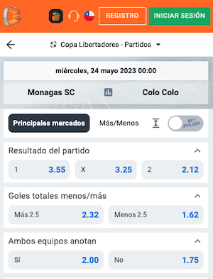 Monagas vs Colo Colo Pronostico - Factores de la Betano
