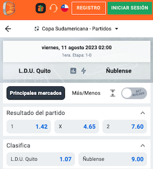 LDU Quito vs Ñublense Pronóstico - Copa Sudamericana 10.08.23 Cuotas Betano