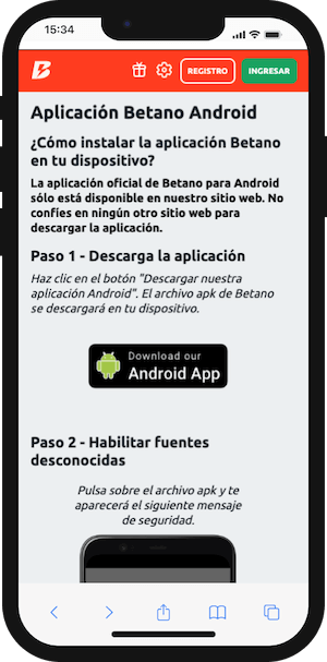 Descarga la App Android de Betano en tu celular