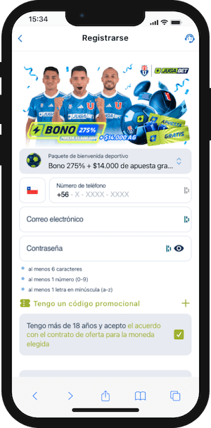 Jugabet App - Registrarse