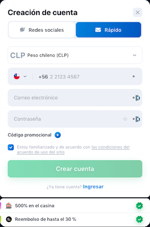 1Win Apuestas - Cómo crear cuenta en Chile