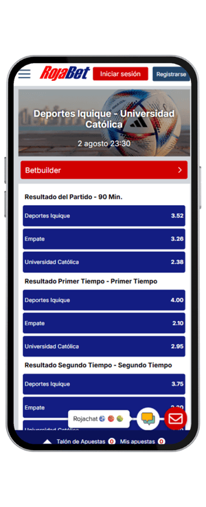 Cuotas del Iquique vs U. Católica en Rojabet Fecha18 del 2025