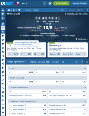Cuotas del Everton de Viña del Mar vs Colo-Colo en 1xbet Fecha 19 del 2025